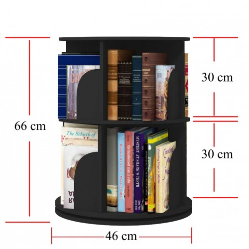2 Tier 360° Rotating Stackable Shelves Bookshelf Organizer (White) - Intexca - Image 10