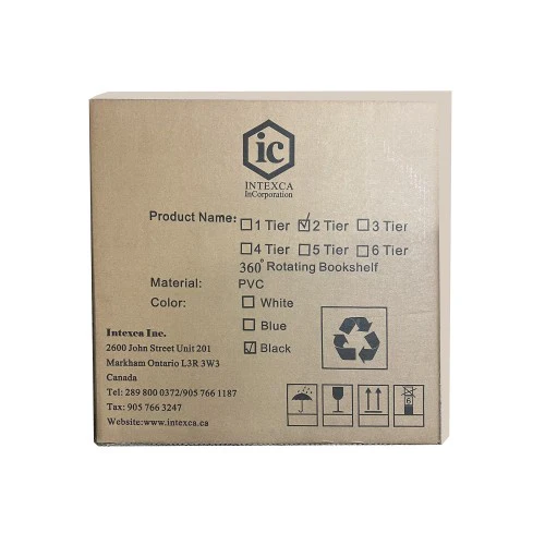 2 Tier 360° Rotating Stackable Shelves Bookshelf Organizer (White) - Intexca - Image 11