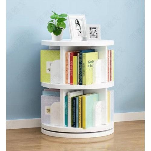 2 Tier 360° Rotating Stackable Shelves Bookshelf Organizer (White) - Intexca - Image 4