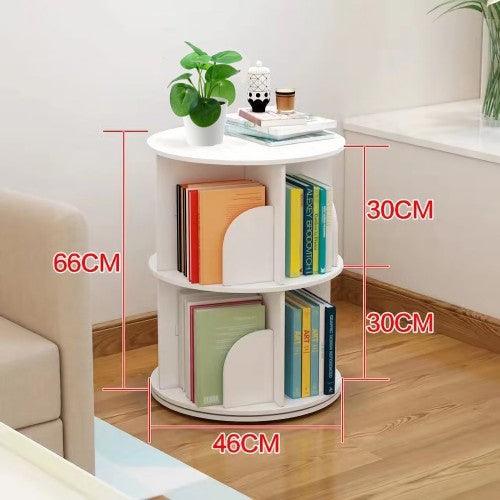 2 Tier 360° Rotating Stackable Shelves Bookshelf Organizer (White) - Intexca - Image 6