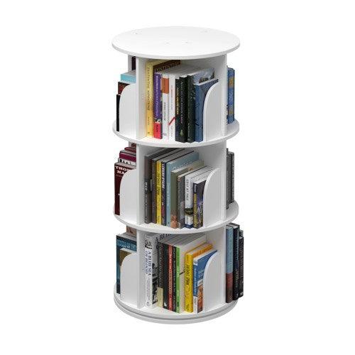 3 Tier 360° Rotating Stackable Shelves Bookshelf Organizer (White) - Image 4