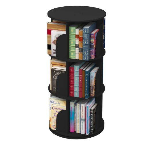 3 Tier 360° Rotating Stackable Shelves Bookshelf Organizer (White) - Image 7
