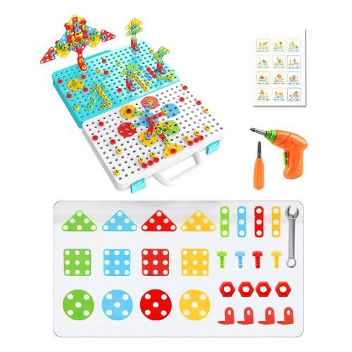 316 PCS Drill Tool Toy Set, DIY Creative 2D/3D Puzzle Peg Board, Construction Engineering Building Blocks STEM Learning Kit for Children Kids Ages 3+ - Image 4