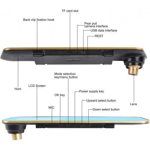 4.3 Inch Screen HD Dual DVR Lens Camera Rearview Mirror Dash Cam - Image 4