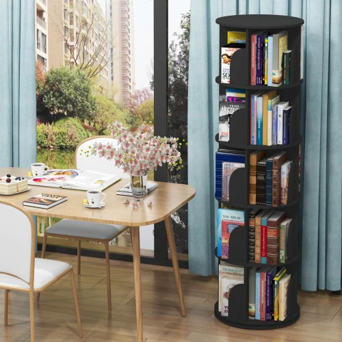 5 Tier 360° Rotating Stackable Shelves Bookshelf Organizer - Image 10