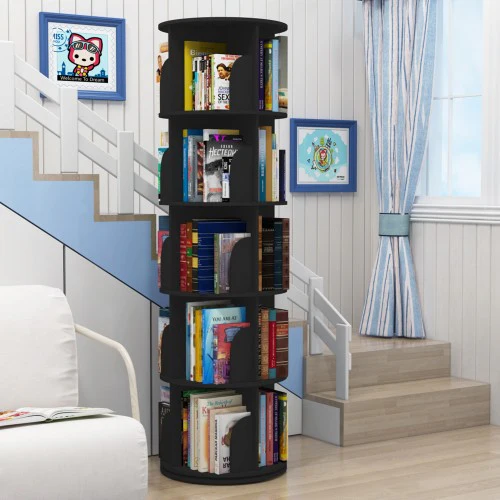 5 Tier 360° Rotating Stackable Shelves Bookshelf Organizer - Image 13