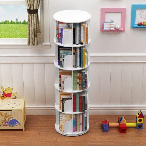 5 Tier 360° Rotating Stackable Shelves Bookshelf Organizer - Image 5