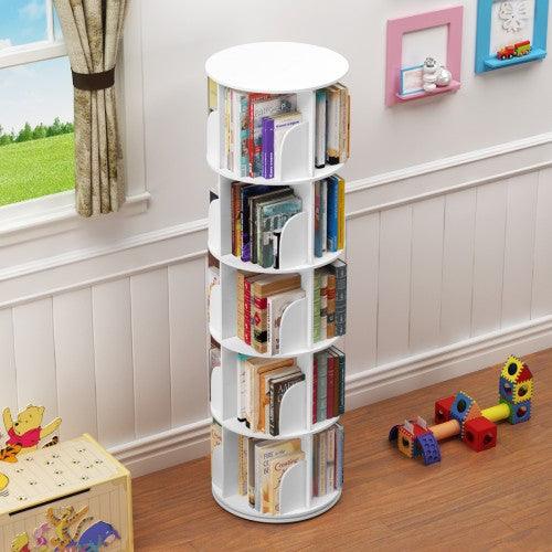 5 Tier 360° Rotating Stackable Shelves Bookshelf Organizer - Image 6
