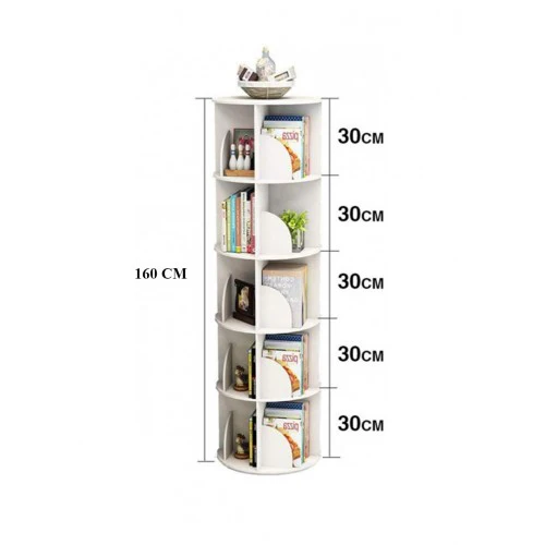 5 Tier 360° Rotating Stackable Shelves Bookshelf Organizer - Image 7