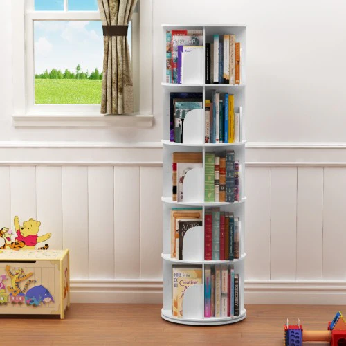 5 Tier 360° Rotating Stackable Shelves Bookshelf Organizer - Image 9