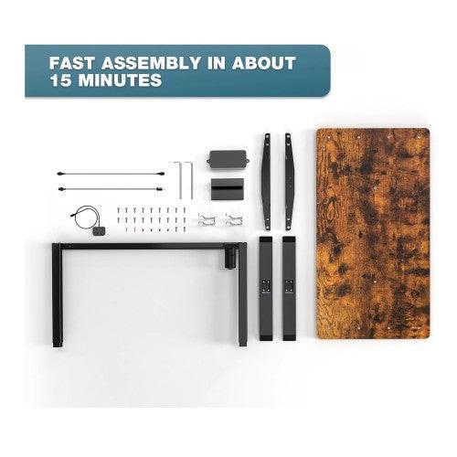 Electric Standing Desk, 48 x 24 inches Whole Piece Deskboard Adjustable Height Desk, Quick Assembly, Ultra-Quiet Motor (Brown) - Image 3