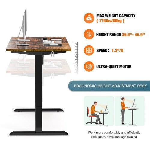 Electric Standing Desk, 48 x 24 inches Whole Piece Deskboard Adjustable Height Desk, Quick Assembly, Ultra-Quiet Motor (Brown) - Image 6