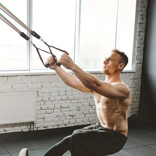 LETSFIT Stackable Resistance Exercise Bands Set with Handles, Door Anchor, Ankle Straps and Carry Bag, 5 Color Exercise Bands, 2 Cushioned Handles, 10-50LBS (5 Pack) - Image 3