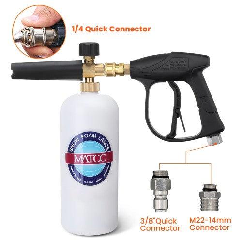 MATCC Adjustable Foam Cannon Sprayer Set with Snow Foam Lance, 5 Spray Nozzles, 3/8" M22 Quick Connectors for Power Pressure Washer - Image 3