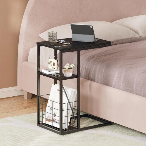 ODIKA Side Table, Under Seating Table with Integrated Power, Adjustable C-Shaped End Table for Home, Living Room, Bedroom (Black) - Image 7