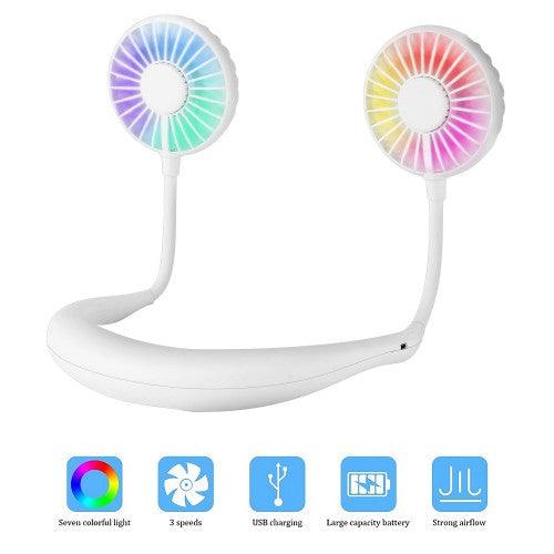 Portable Neck Fan Rechargeable USB Hands Free Fan with 3 Level Air Flow, 7 LED Lights for Home Office Travel Indoor Outdoor - Image 6