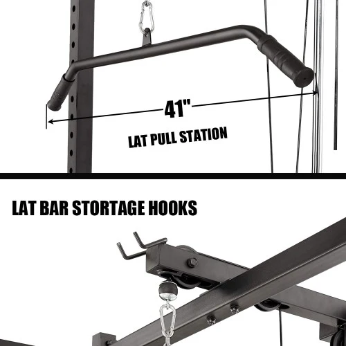 Power Cage, 1200LB Capacity Squat Rack with Cable Crossover Machine Power Rack with LAT Pull Down Attachments for Strength Training, Home, Gym - 1020160-162 - Image 5