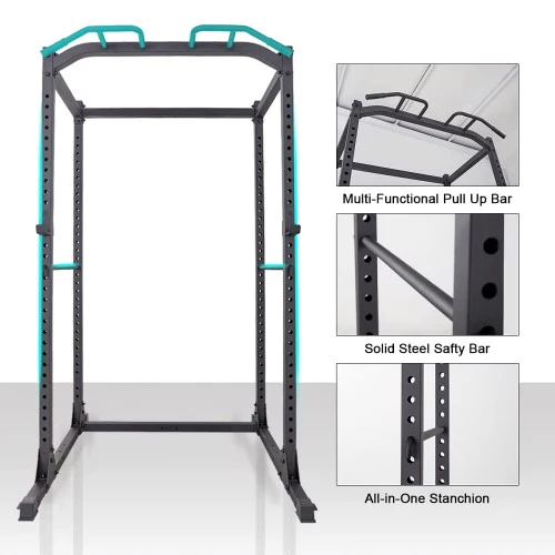Power Cage, Multifunctional 1200lb Capacity Squat Rack with 2 Extra J-Hooks for Squats, Bench Press, Pull Ups, Strength Training, Home, Gym - 1026785 - Image 3