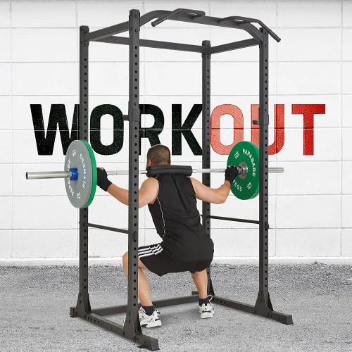 Power Cage, Multifunctional 1200lb Capacity Squat Rack with 2 Extra J-Hooks for Squats, Bench Press, Pull Ups, Strength Training, Home, Gym - 1026785 - Image 6