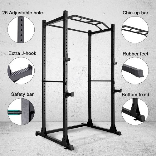 Power Cage, Squat Rack Workout Station 1200lb Capacity with 2 Extra J-Hooks for Weightlifting, Strength Training, Home Gym - 1020160-161 - Image 3