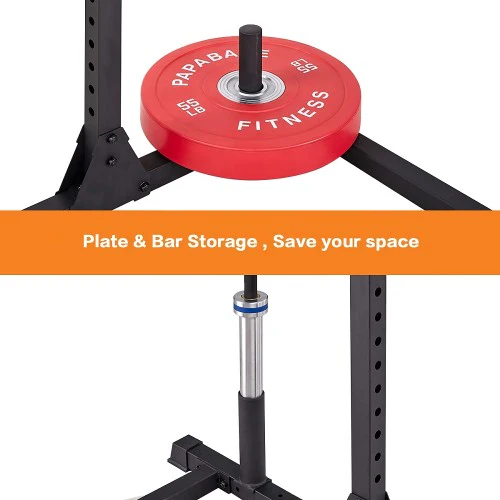 Squat Rack 800LB Capacity Power Rack 2"x 2" Steel Power Cage Exercise Stand with 2 J-Hooks for Bench Press, Weightlifting and Strength Training - 1026783 - Image 4