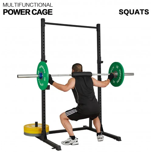 Squat Rack 800LB Capacity Power Rack 2"x 2" Steel Power Cage Exercise Stand with 2 J-Hooks for Bench Press, Weightlifting and Strength Training - 1026783 - Image 5