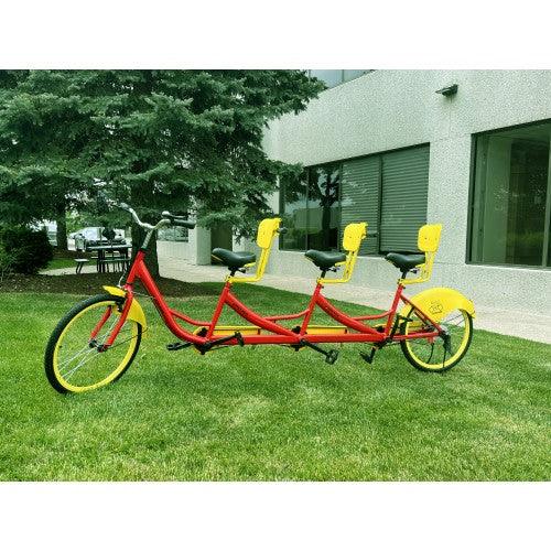 TOYTEXX 24 inch Wheels 3-Seat Tandem Bicycle Family Cruise Comfort Bike for Adults, Couples, Families (Red) - Image 5